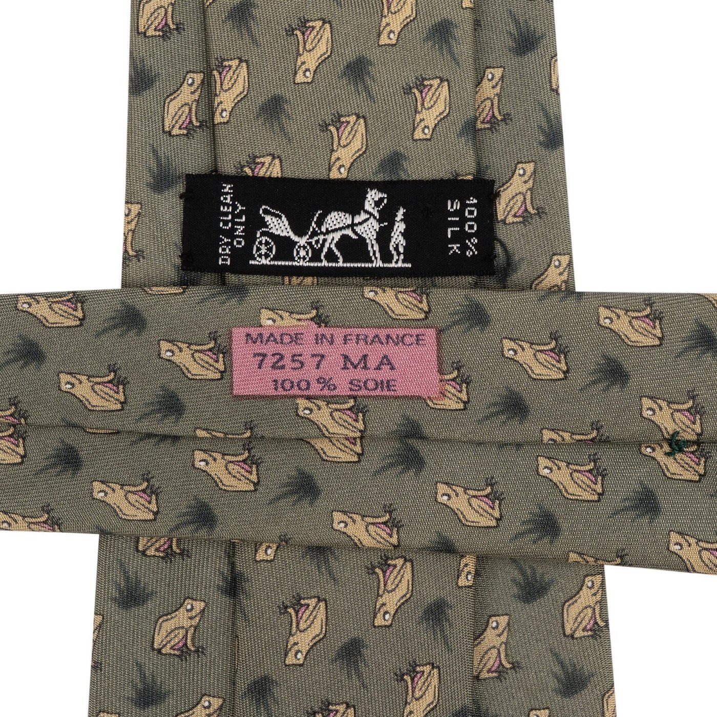 Hermès Grenouille Pattern Silk Tie Krawatte