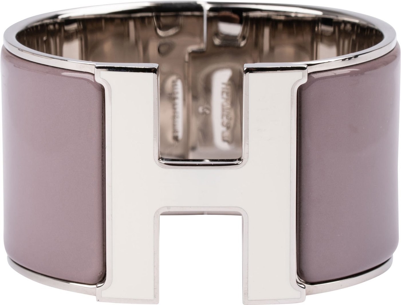 Hermès Silver Tone Lilac Clic H Wide Bracelet