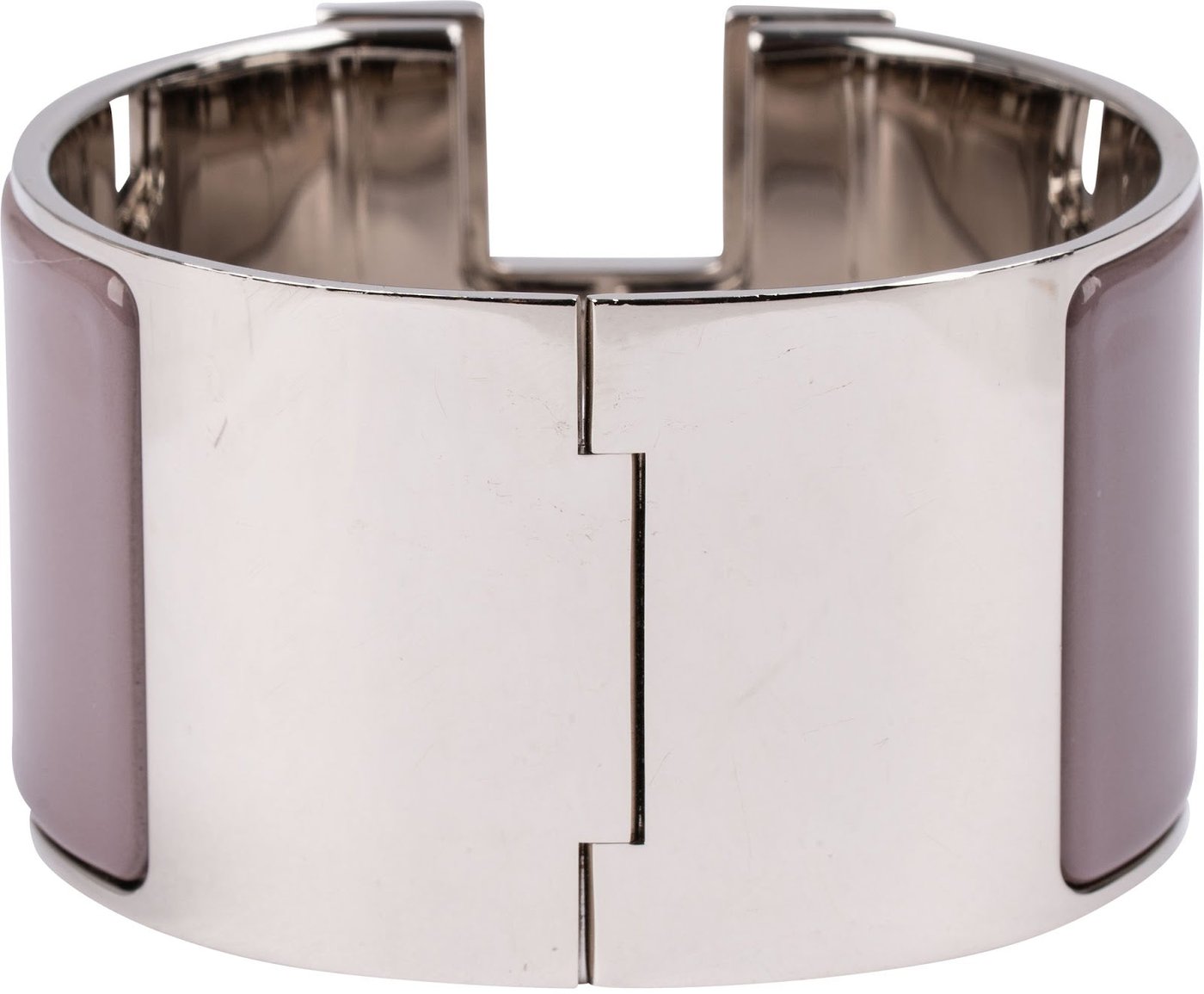 Hermès Silver Tone Lilac Clic H Wide Bracelet