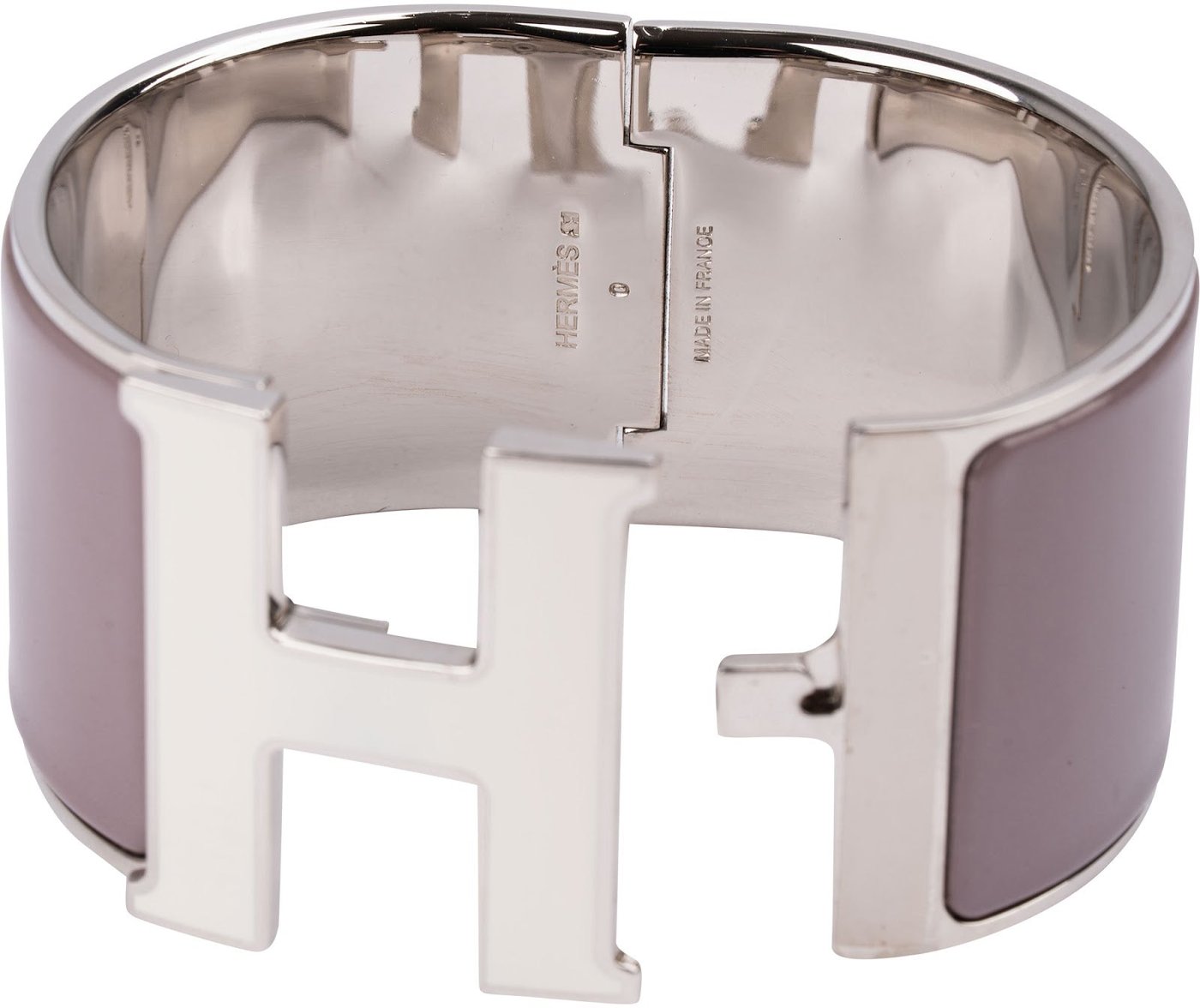 Hermès Silver Tone Lilac Clic H Wide Bracelet