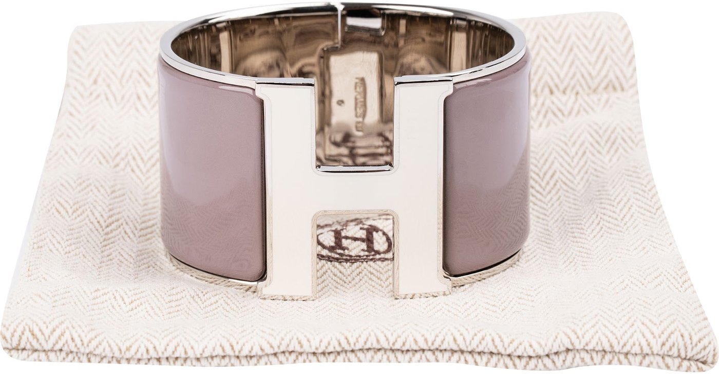 Hermès Silver Tone Lilac Clic H Wide Bracelet