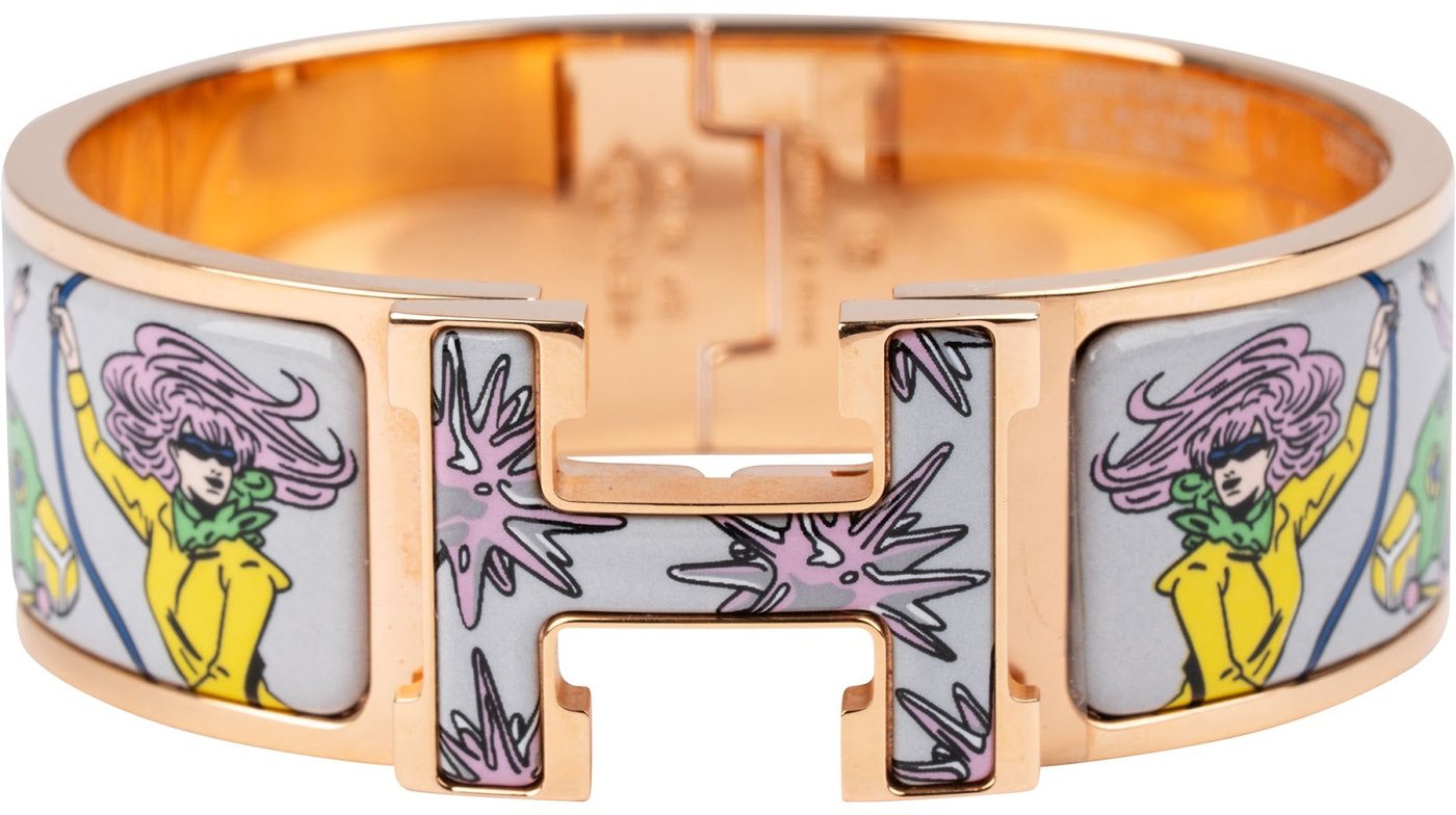 Hermès Gold Tone Enamel Les Mustangs II Clic H Bracelet