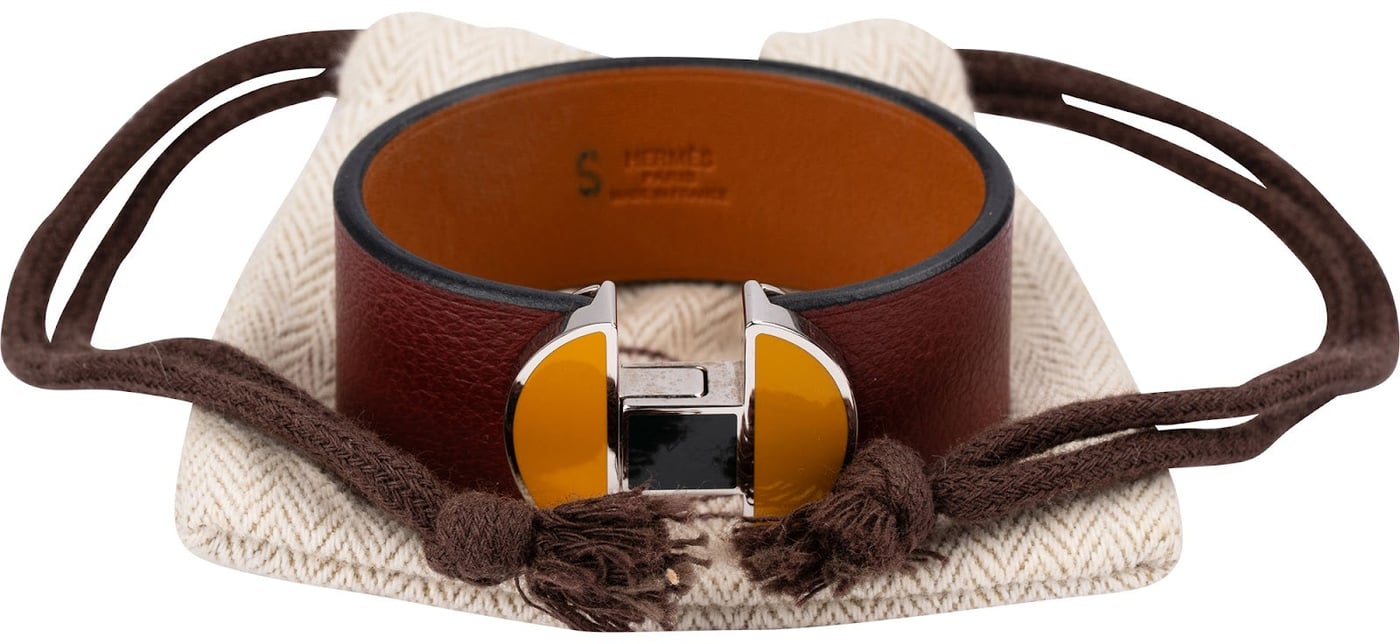 Hermès Leather Multicolor Emaille Clic Manchette Bracelet
