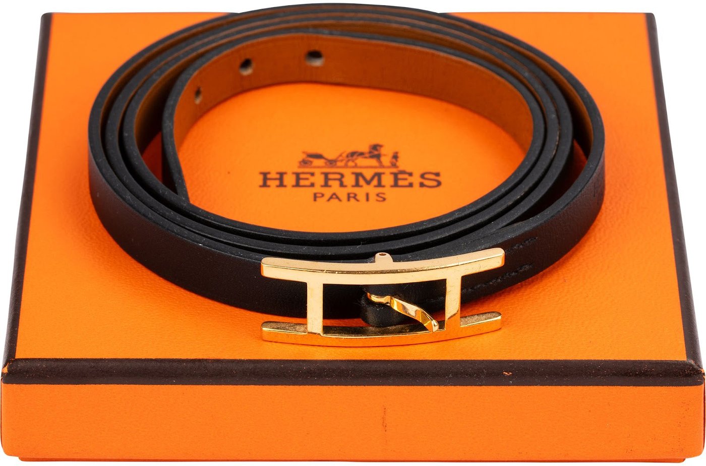 Hermès Black Leather Behapi Belt Triple Tour Bracelet