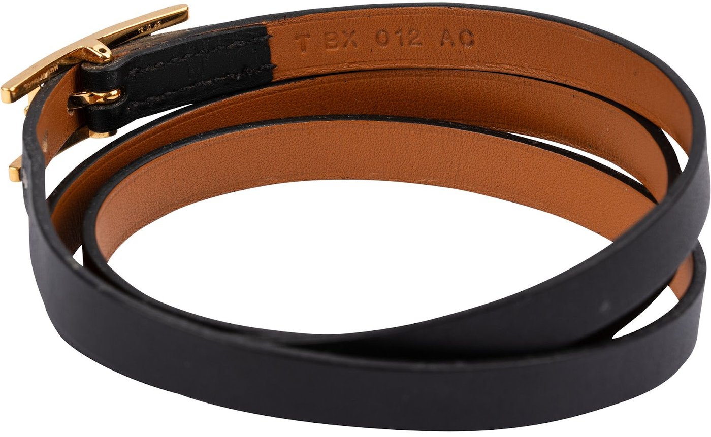 Hermès Black Leather Behapi Belt Triple Tour Bracelet