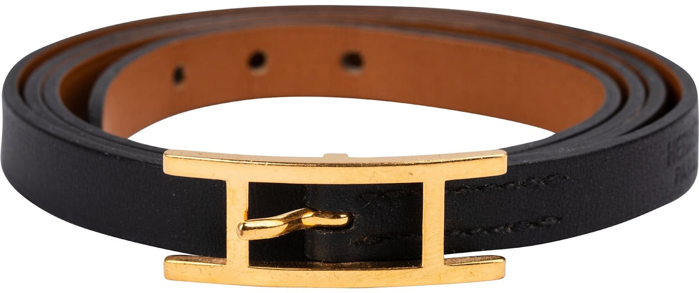 Hermès Black Leather Behapi Belt Triple Tour Bracelet