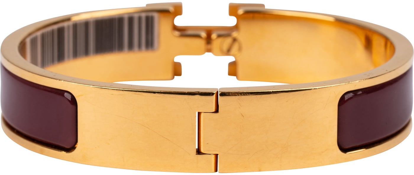 Hermès Rouge Baroque Gold Tone Clic H Bracelet