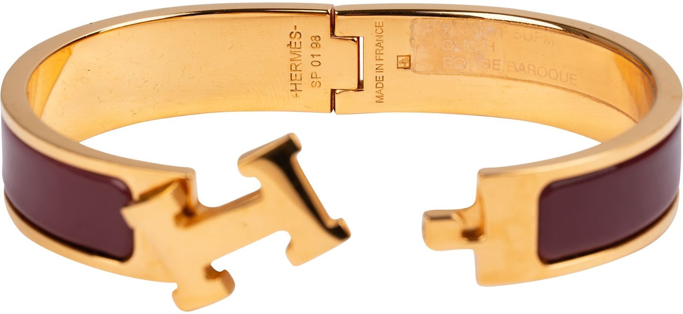 Hermès Rouge Baroque Gold Tone Clic H Bracelet