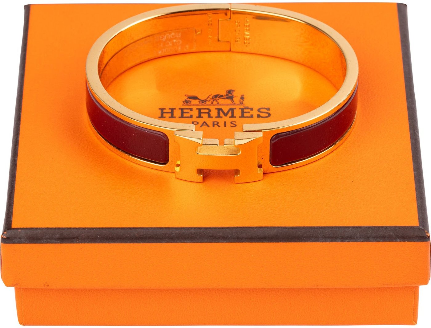 Hermès Rouge Baroque Gold Tone Clic H Bracelet