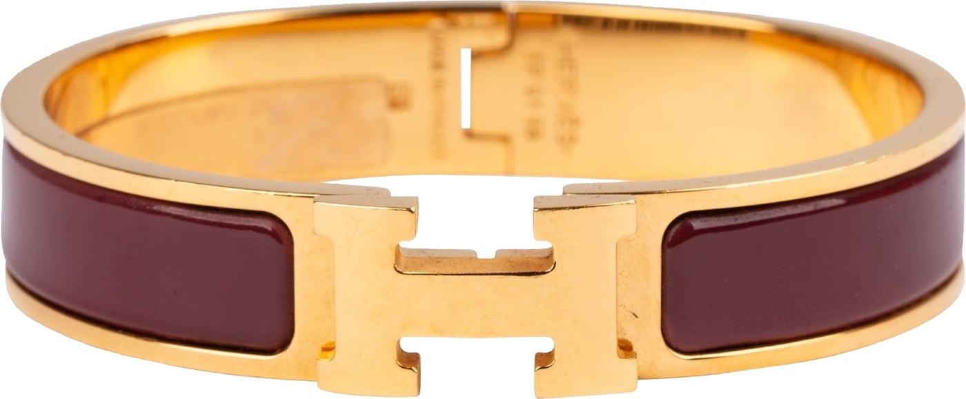 Hermès Rouge Baroque Gold Tone Clic H Bracelet