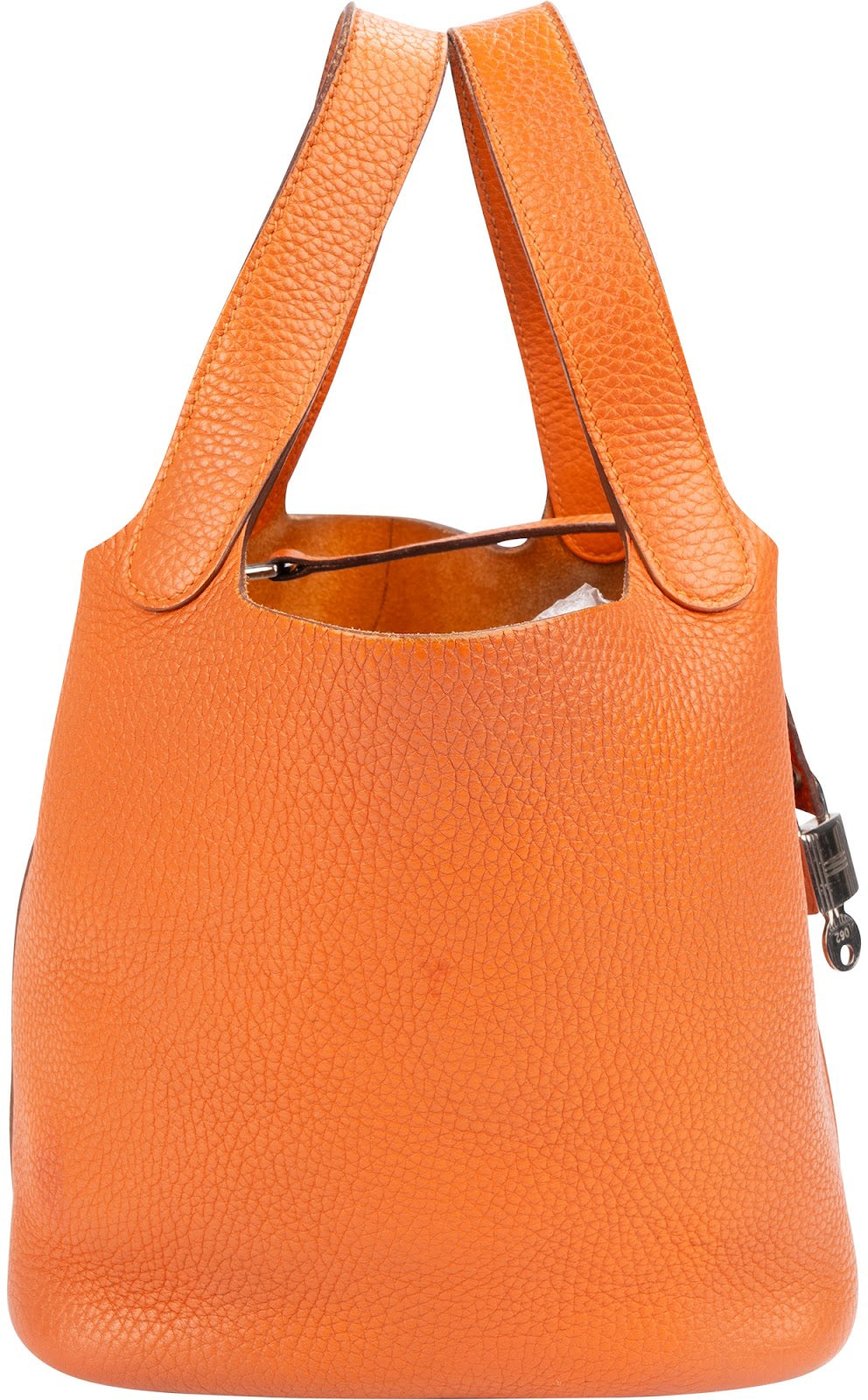 Hermès Potiron Orange Taurillon Clemence Picotin Lock 18 (PM) Handbag