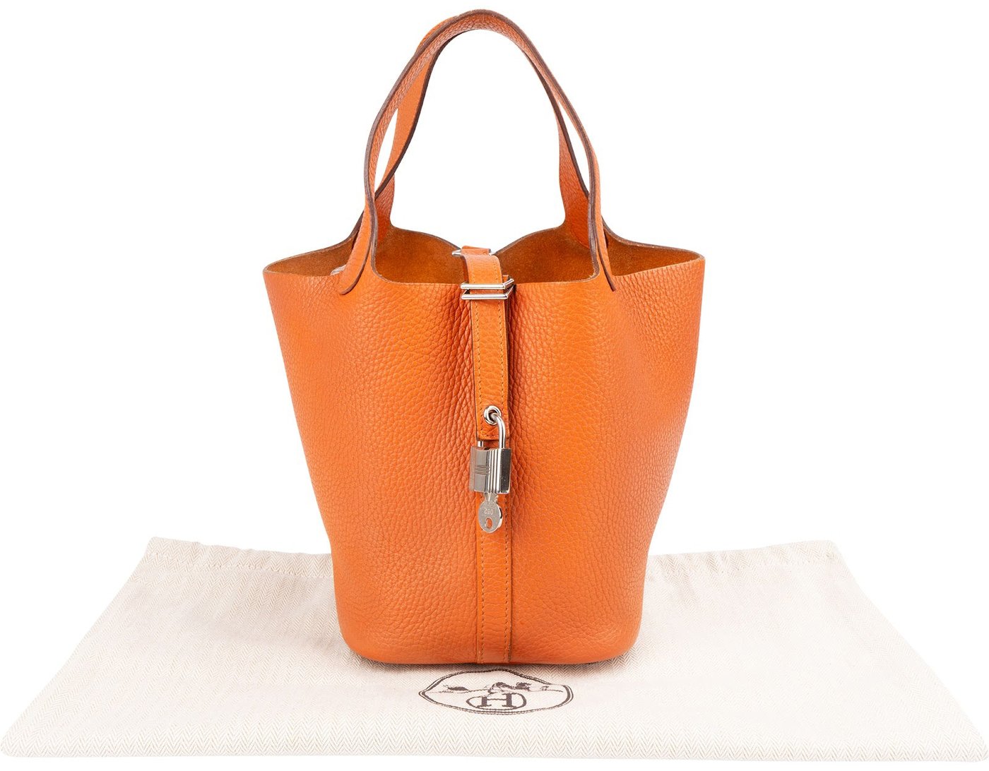 Hermès Potiron Orange Taurillon Clemence Picotin Lock 18 (PM) Handbag