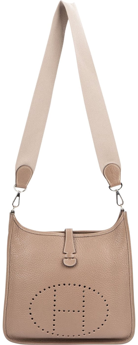 Hermès Argile Togo Leather Palladium Evelyne 29 Crossbody Bag