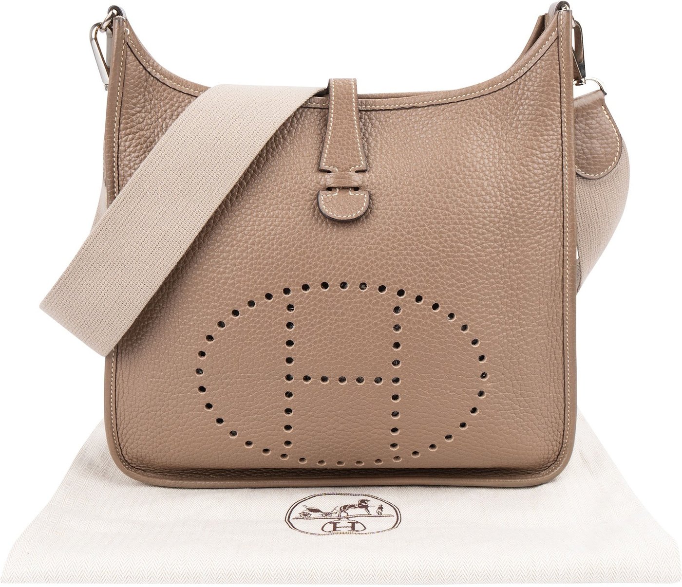 Hermès Argile Togo Leather Palladium Evelyne 29 Crossbody Bag
