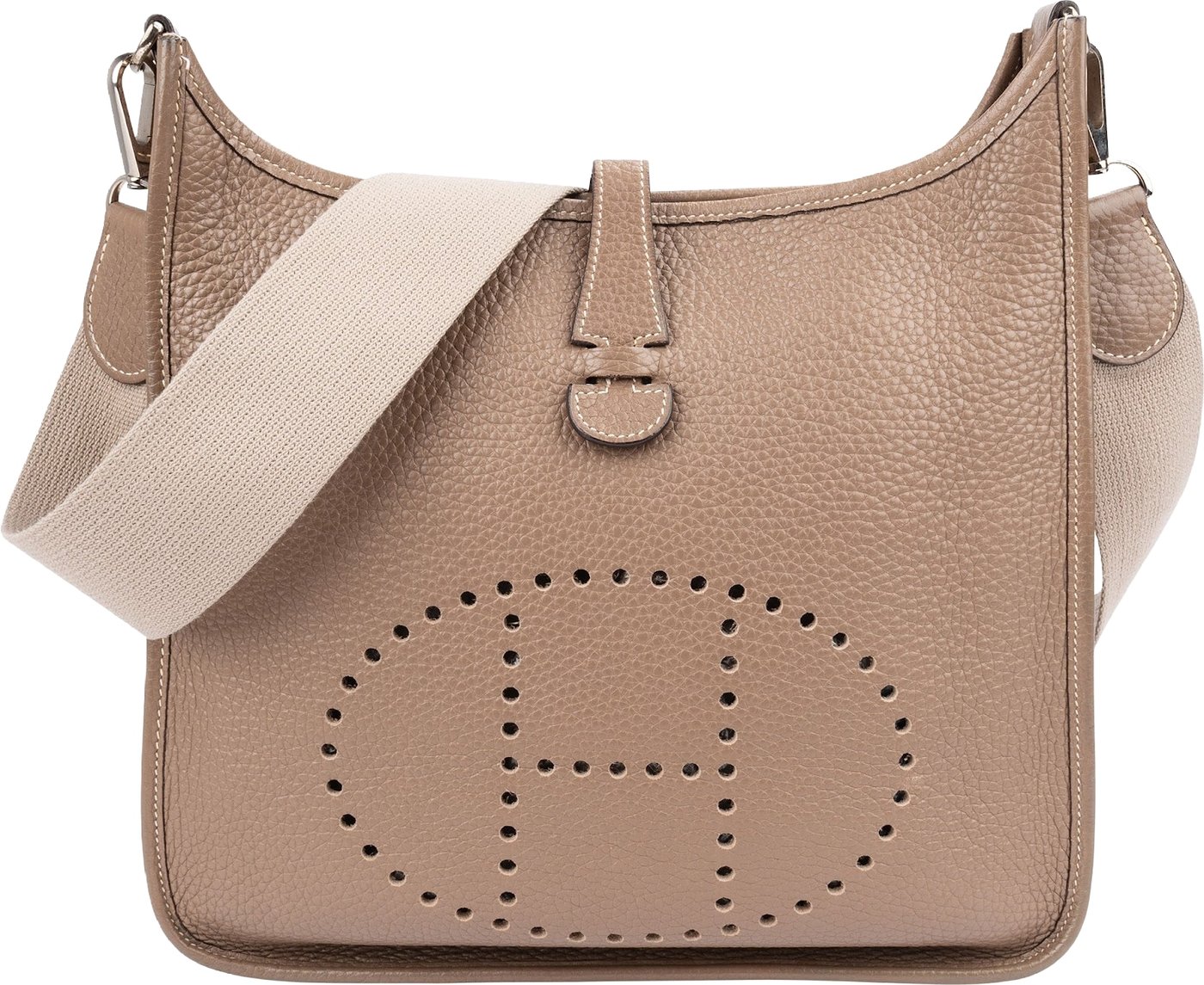 Hermès Argile Togo Leather Palladium Evelyne 29 Crossbody Bag