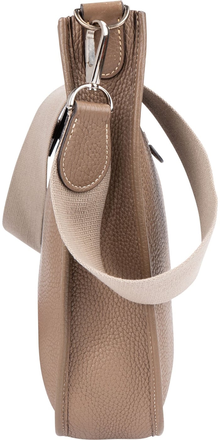 Hermès Argile Togo Leather Palladium Evelyne 29 Crossbody Bag