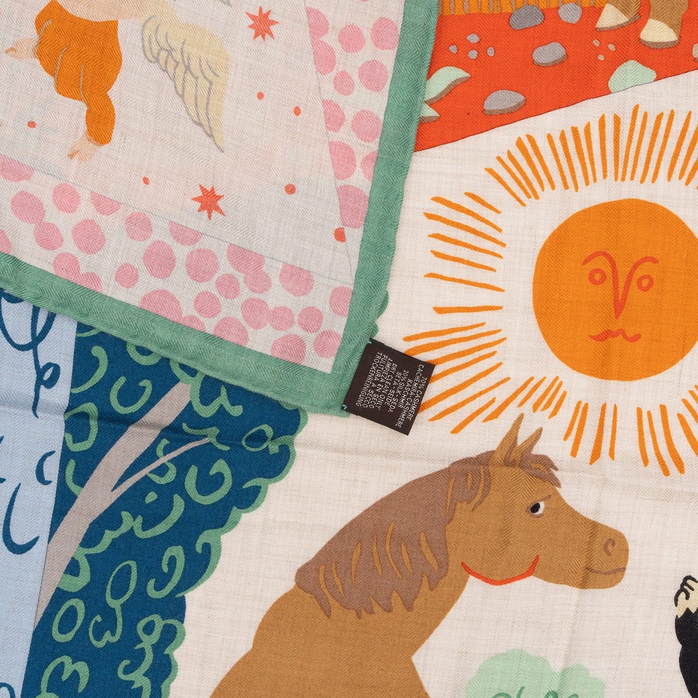 Hermès Le Livre d'Esope Animales Maxi Silk Cashmere 140 Scarf Tuch