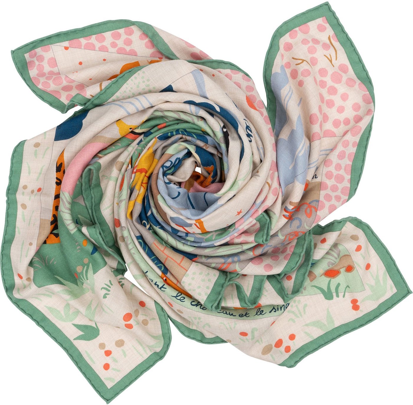Hermès Le Livre d'Esope Animales Maxi Silk Cashmere 140 Scarf Tuch