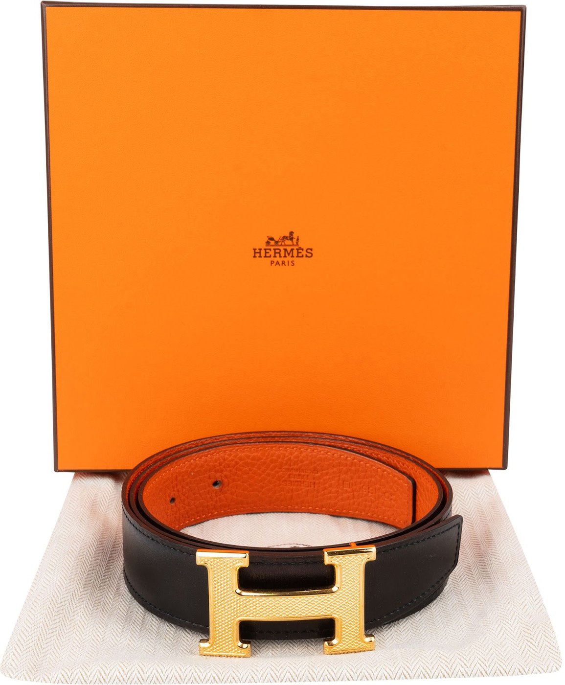 Hermès Reversible Leather Guilloche H Belt (85)