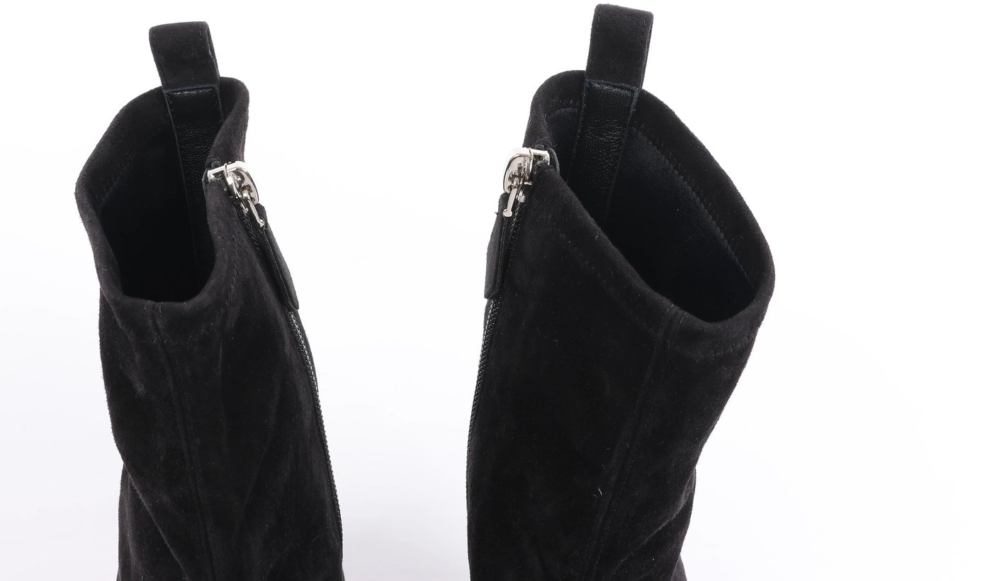 Hermès Florence Suede Boots in Black 222045Z, Size EU 37