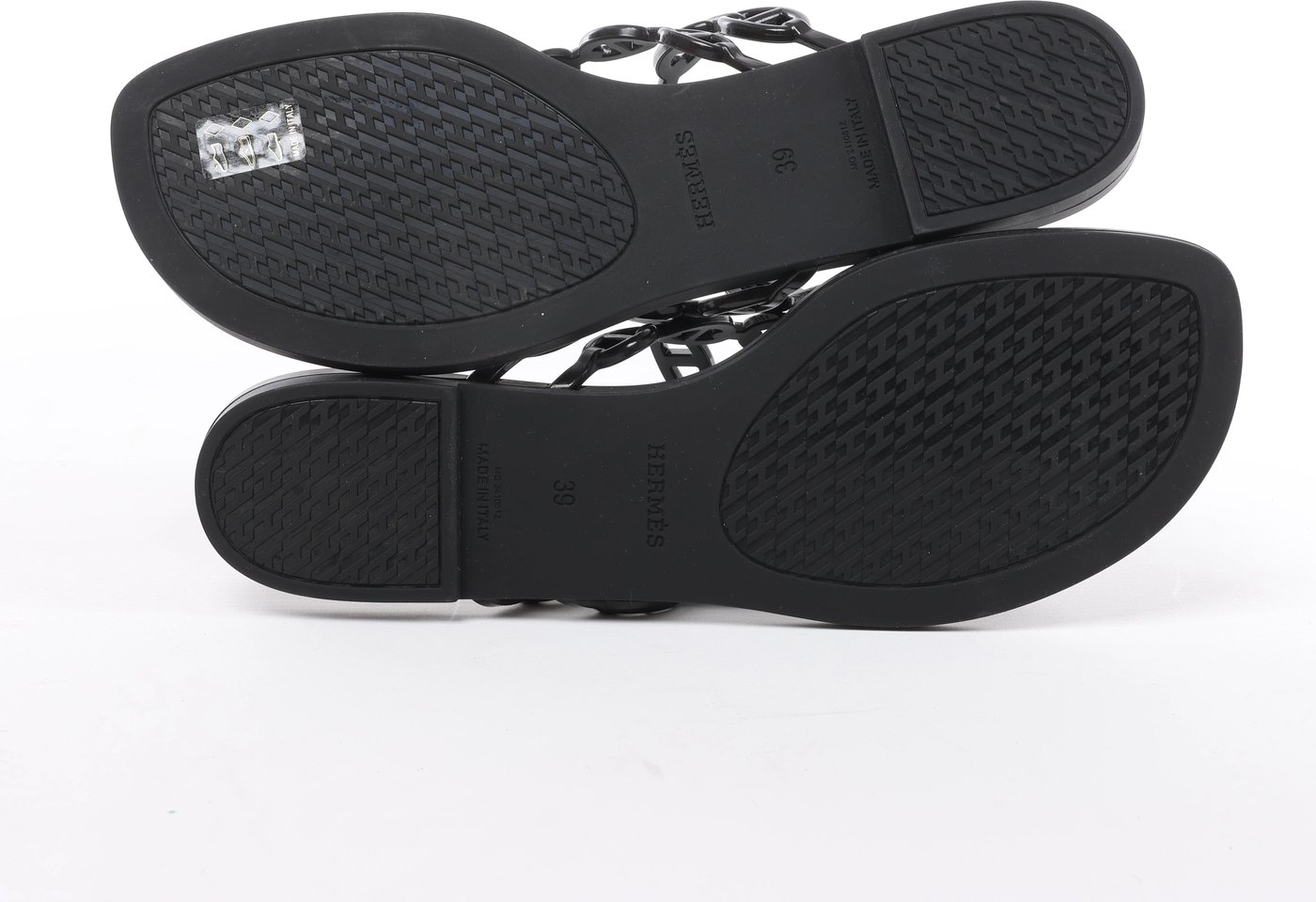 Hermès Island Rubber Chaîne d'Ancre Sandals in Black 241051Z, Size EU 39