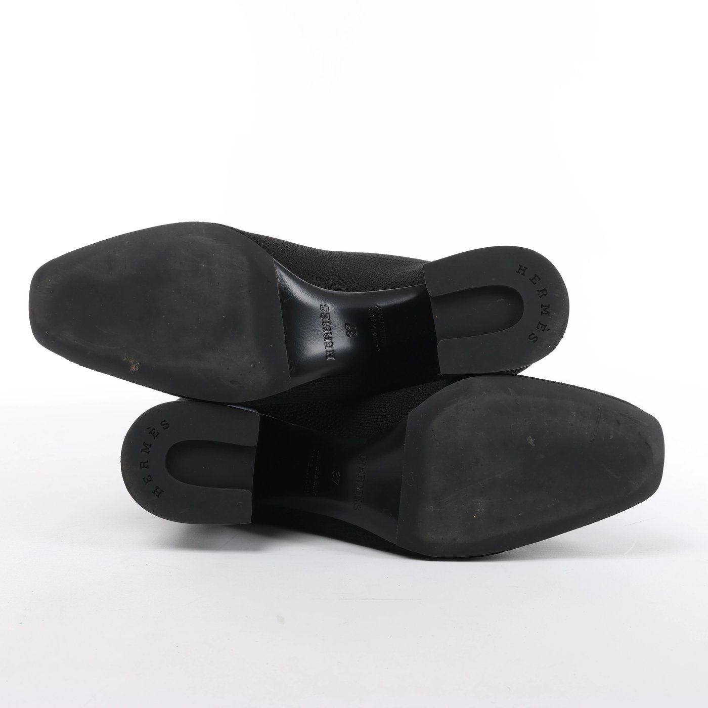 Hermès Volver Leather x Fabric Ankle Boots in Black 192034Z, Size EU 37