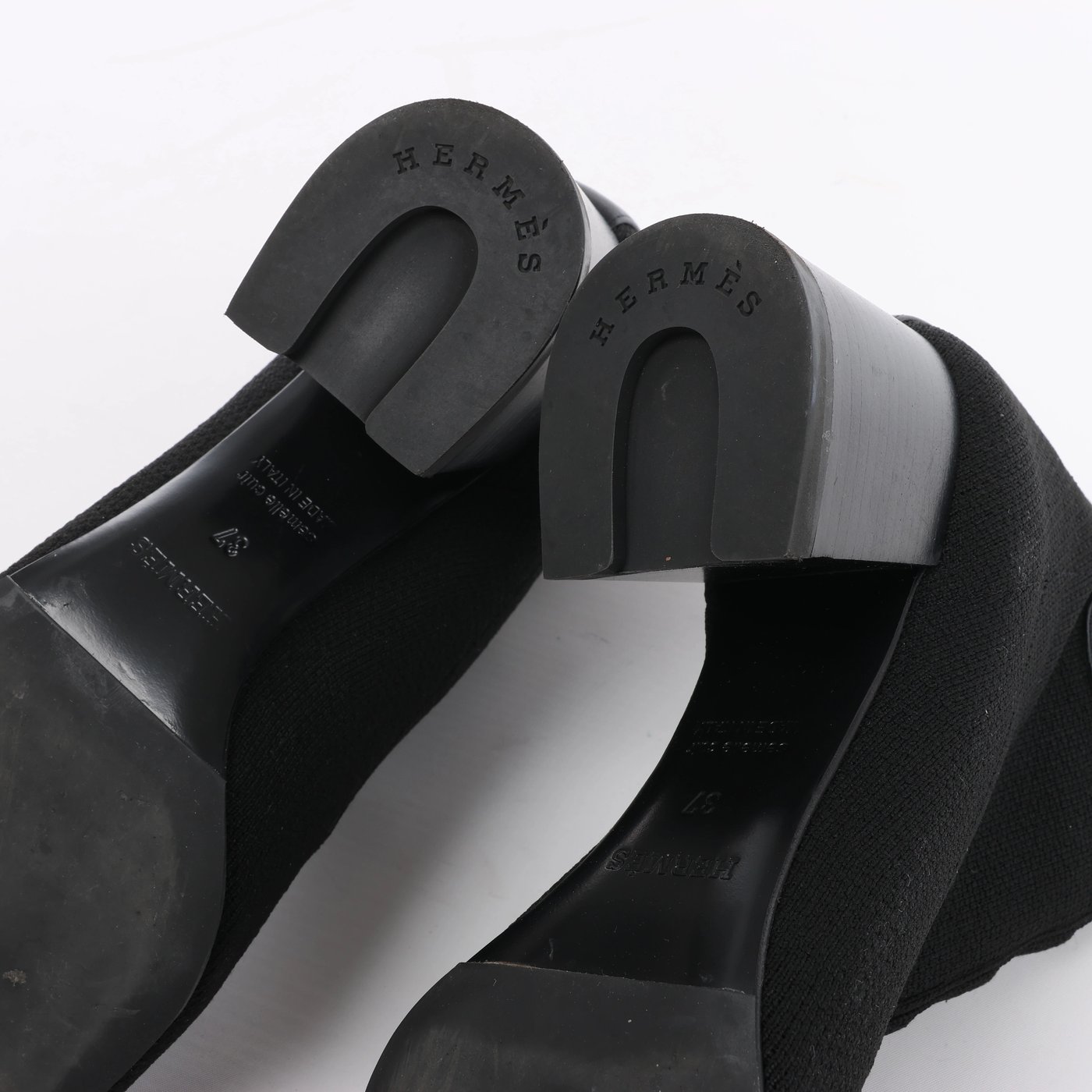 Hermès Volver Leather x Fabric Ankle Boots in Black 192034Z, Size EU 37