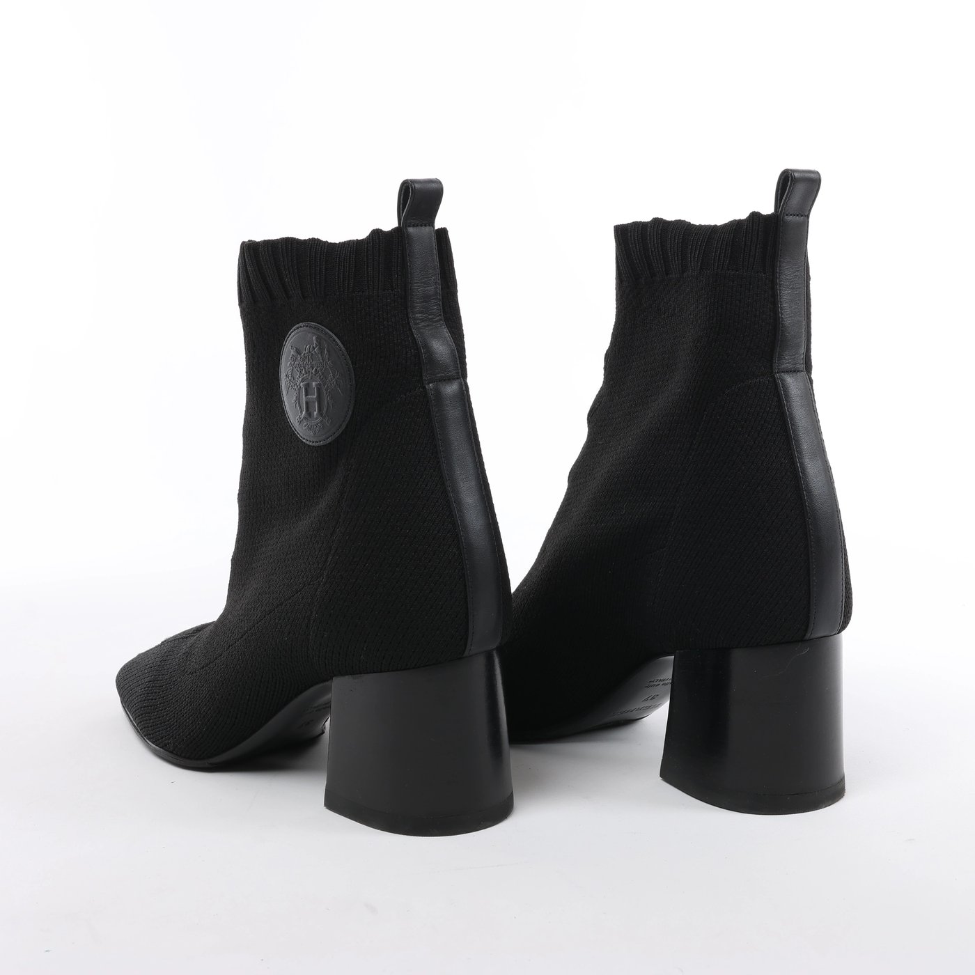 Hermès Volver Leather x Fabric Ankle Boots in Black 192034Z, Size EU 37