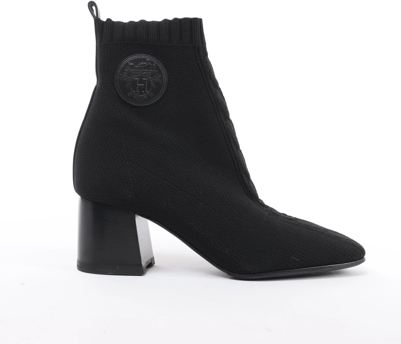 Hermès Volver Leather x Fabric Ankle Boots in Black 192034Z, Size EU 37