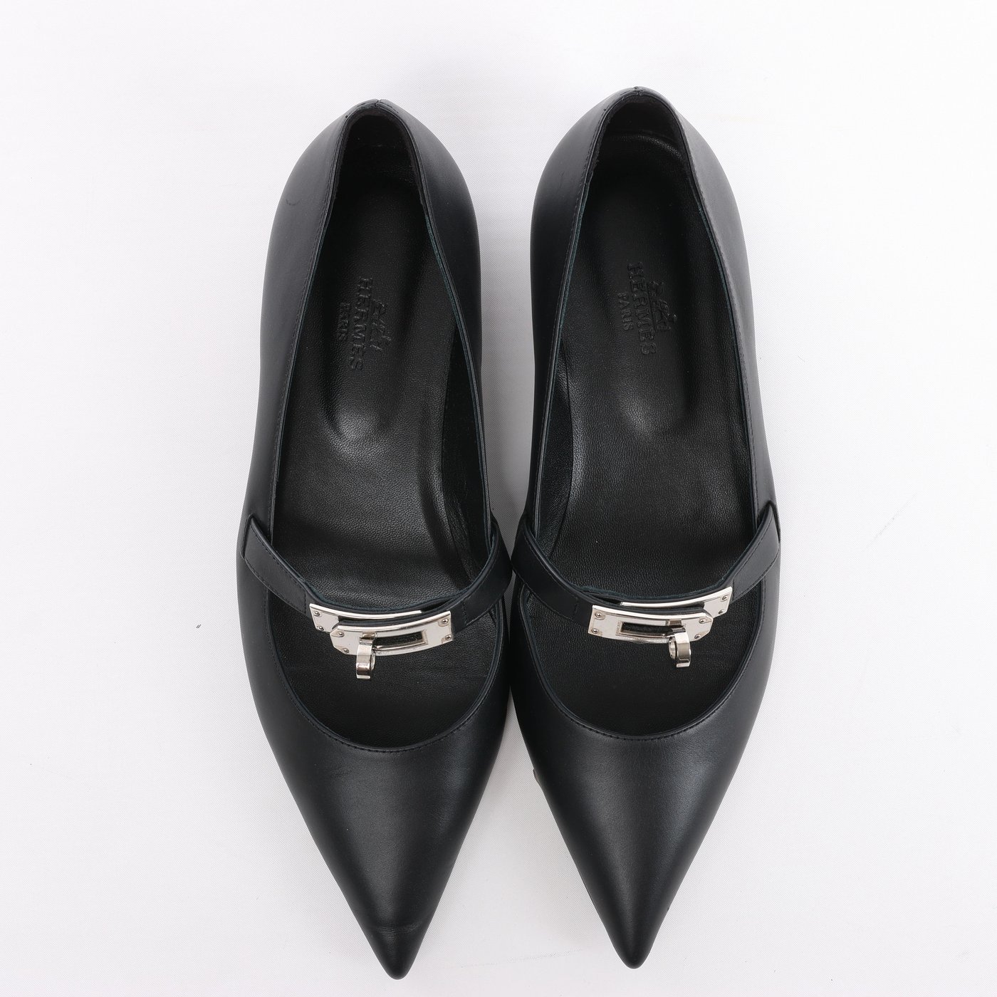 Hermès Kelly 25SS Leather Ballet Flat in Black 251002Z, Size EU 36