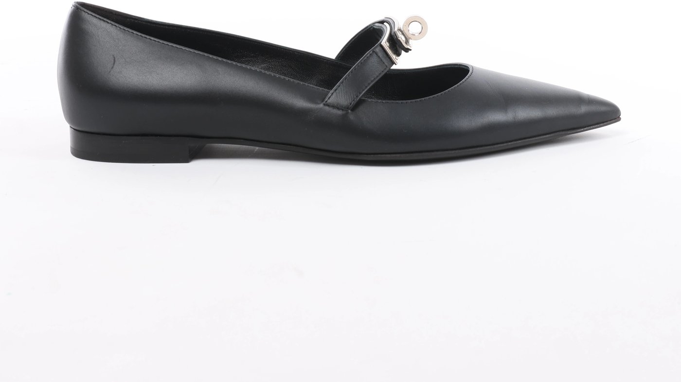 Hermès Kelly 25SS Leather Ballet Flat in Black 251002Z, Size EU 36