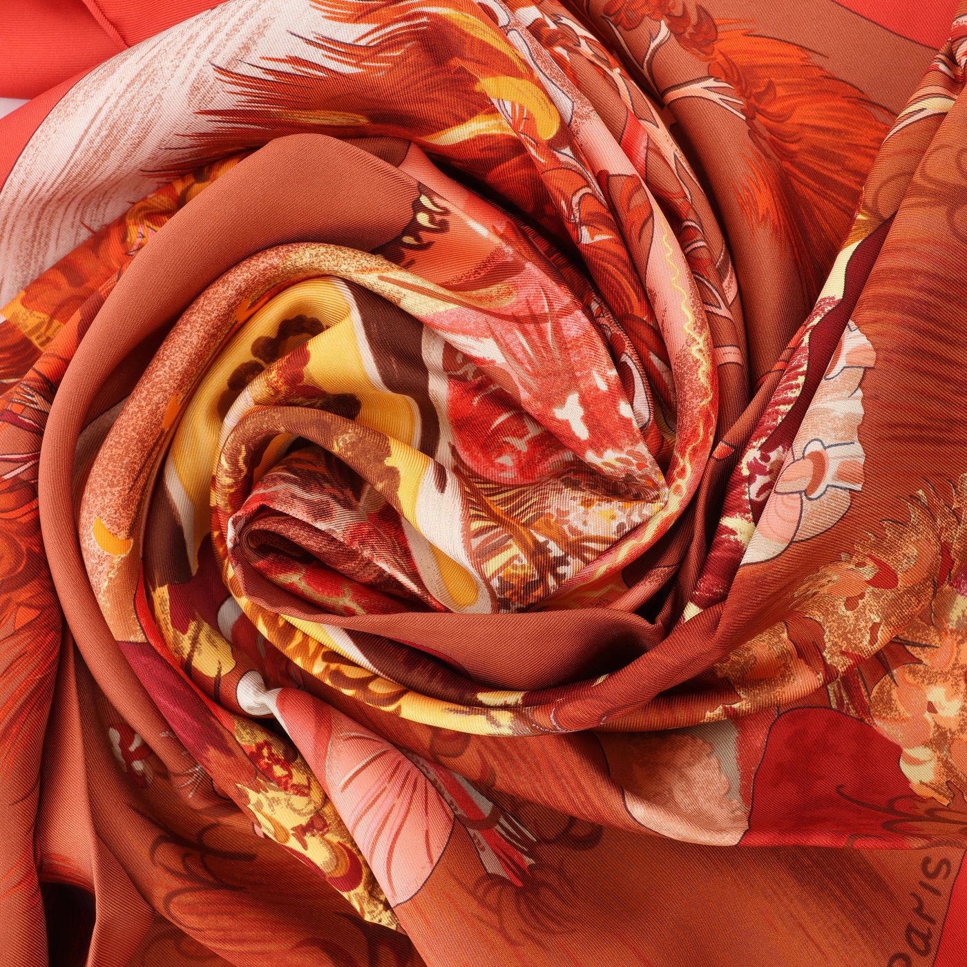 Hermès Carré 90 "Kuggor Tree" Scarf Silk in Red