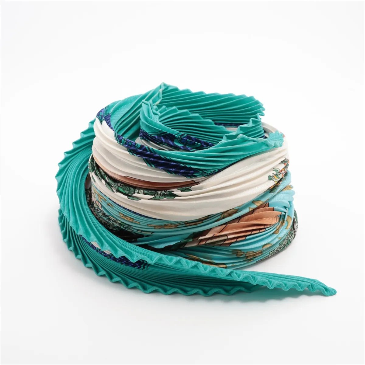 Hermès Carré 90 "BONSAI" Plissé Scarf Silk in Blue
