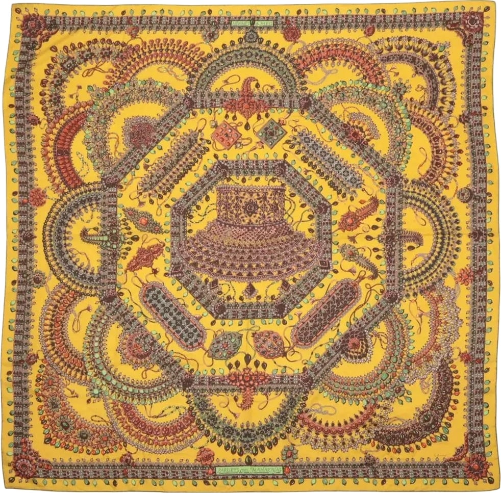 Hermès "PARURES DES MAHARAJAS" Stole Cashmere & Silk Carré Géant 140
