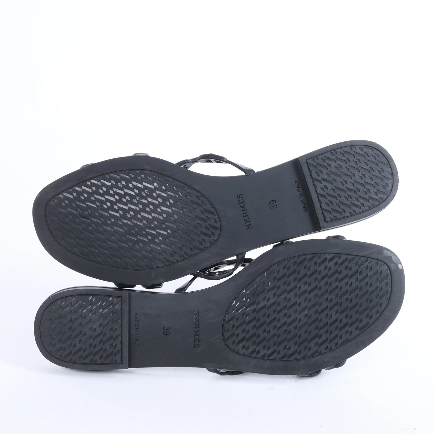 Hermès Rivage Rubber Sandals in Black 181169Z, Size EU 39