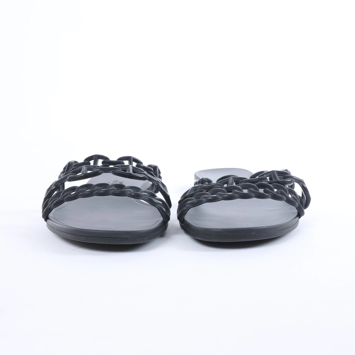 Hermès Rivage Rubber Sandals in Black 181169Z, Size EU 39