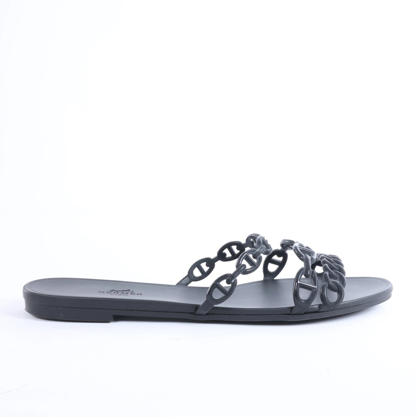 Hermès Rivage Rubber Sandals in Black 181169Z, Size EU 39