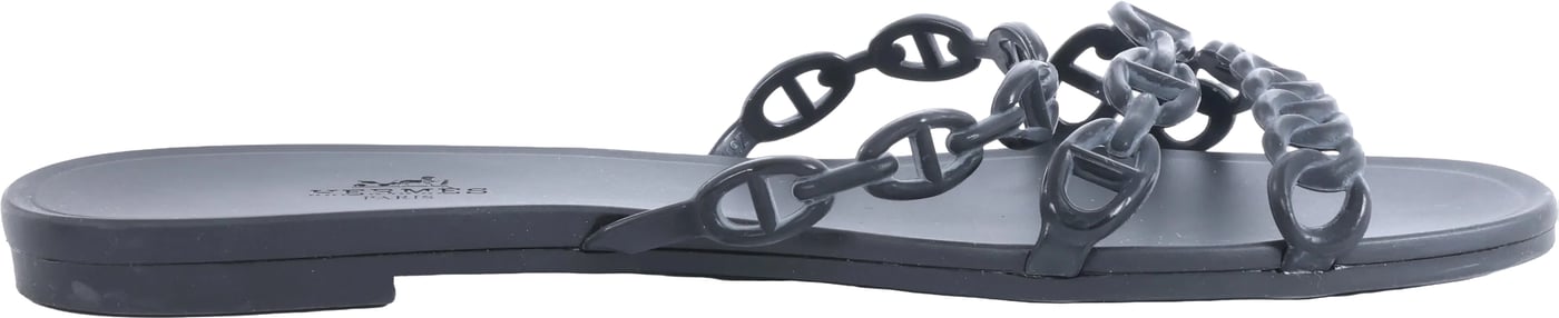 Hermès Rivage Rubber Sandals in Black 181169Z, Size EU 39