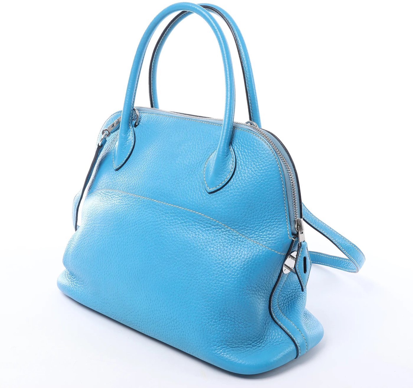 HERMES Bolide 31 Taurillon Clemence 2Way Handbag in Blue □I: 2005