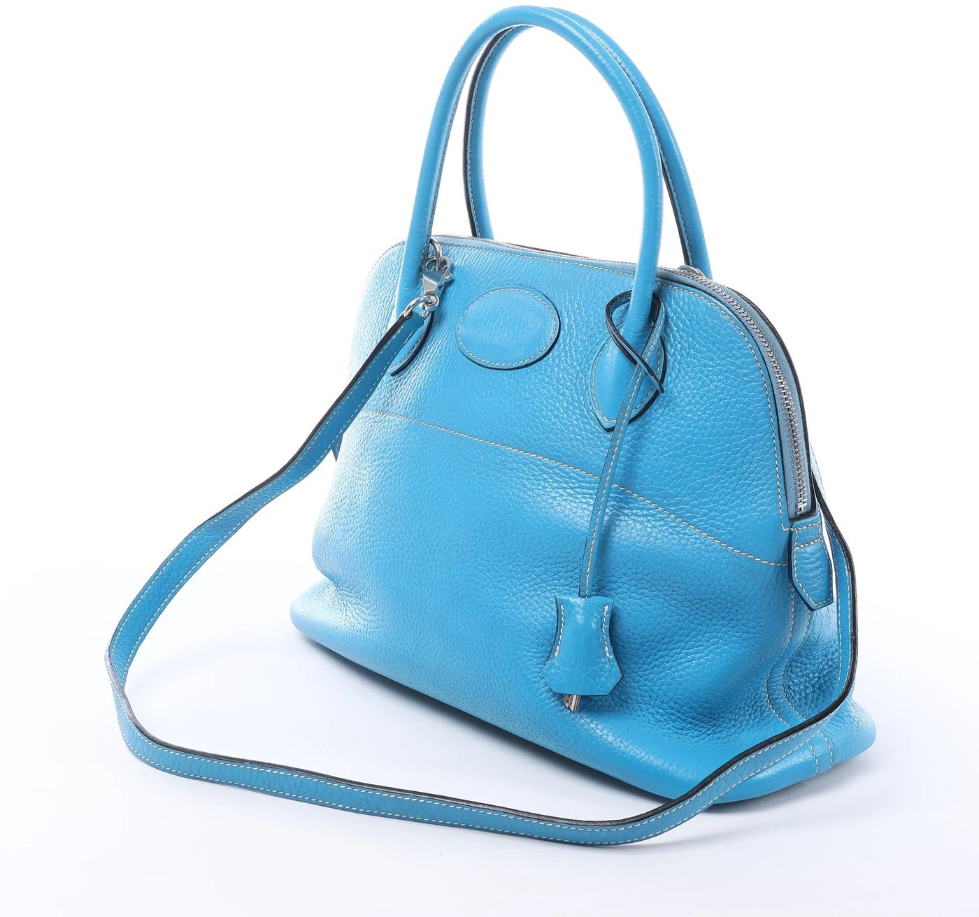 HERMES Bolide 31 Taurillon Clemence 2Way Handbag in Blue □I: 2005