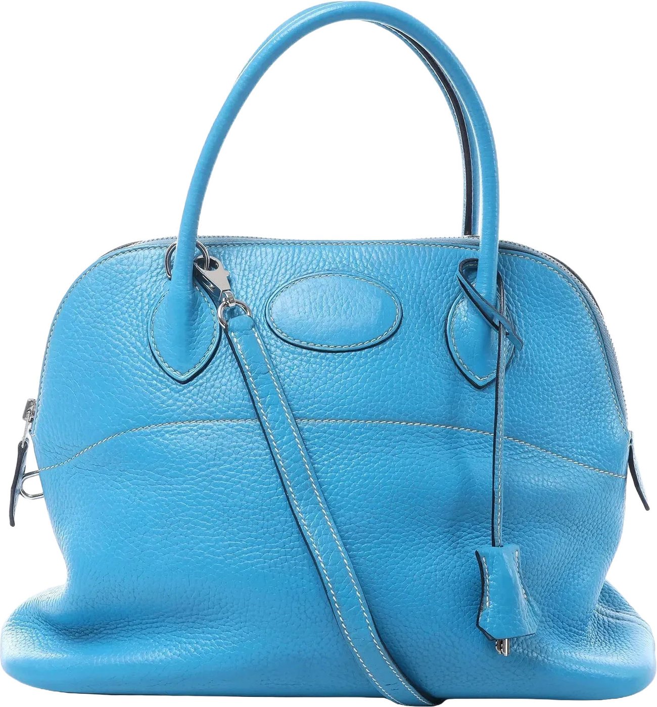 HERMES Bolide 31 Taurillon Clemence 2Way Handbag in Blue □I: 2005