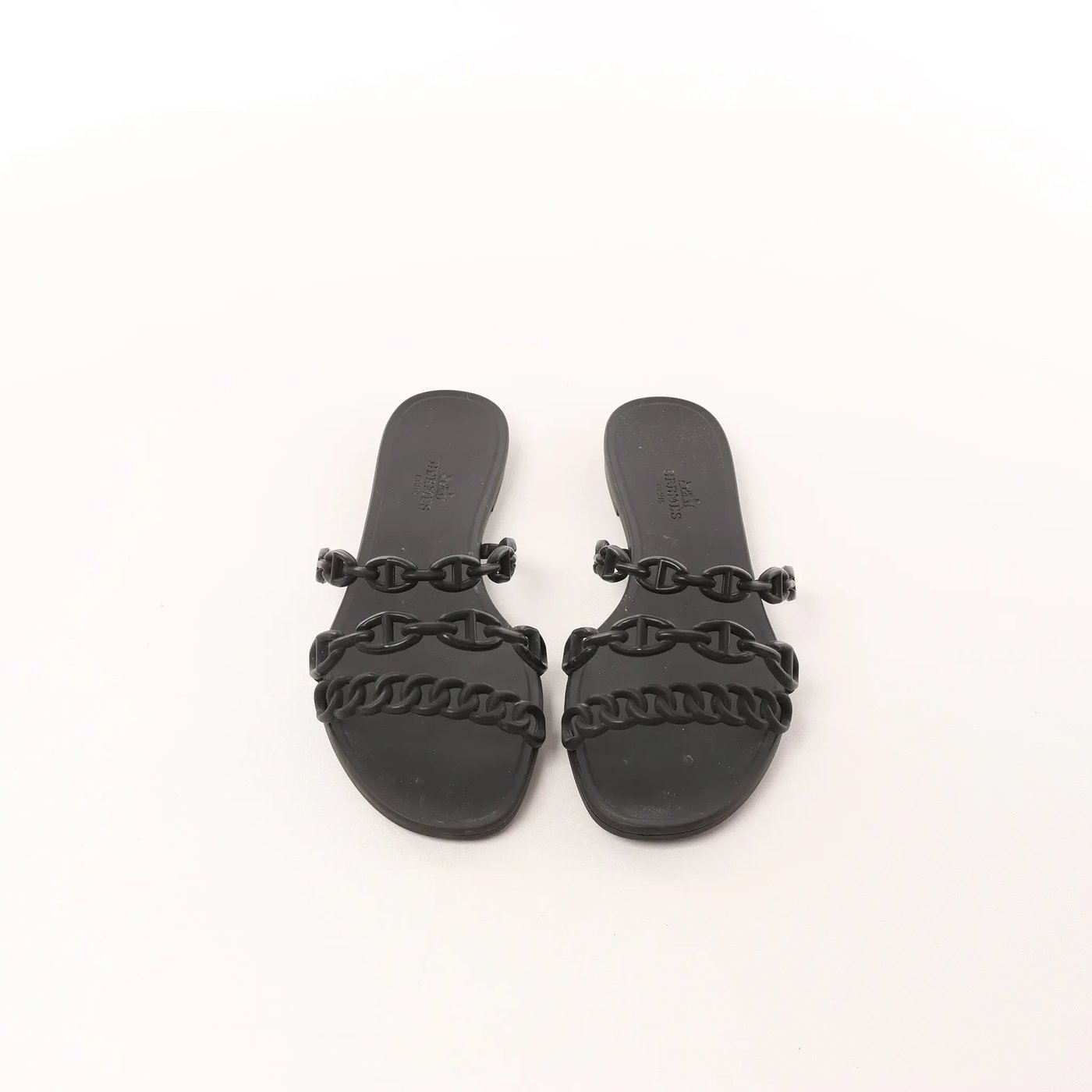 HERMES Rivage Rubber Sandals in Black, Size 36 EU