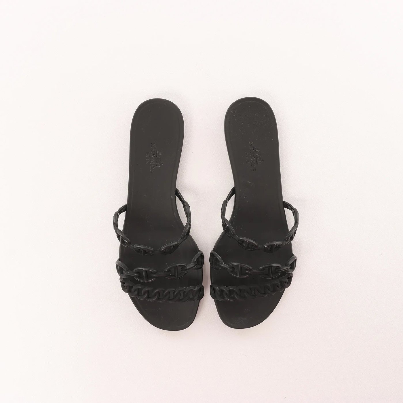 HERMES Rivage Rubber Sandals in Black, Size 36 EU