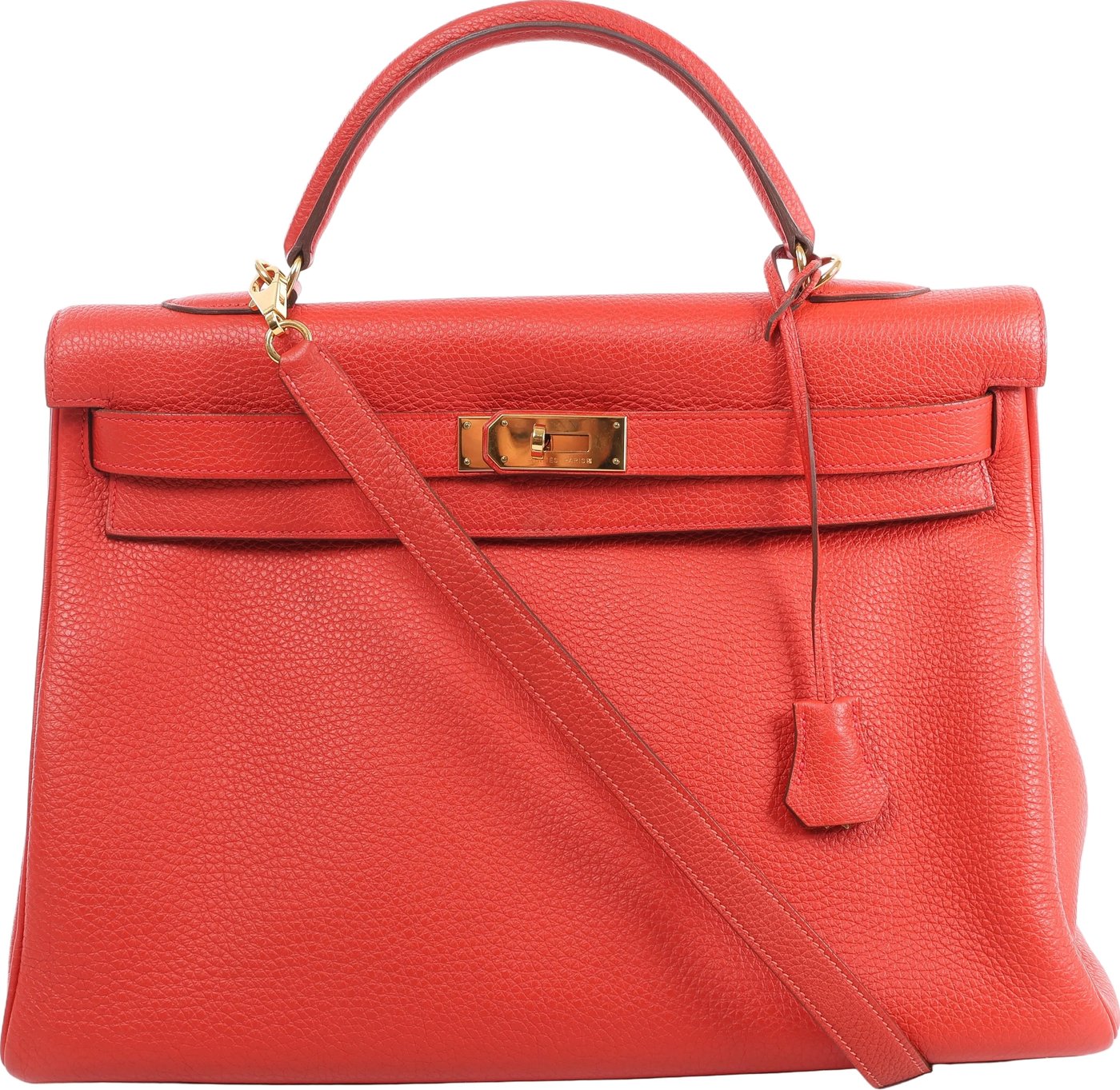 Hermes Kelly 40 Le Tournay Taurillon Clemence 2Way Handbag in Red □P:2012