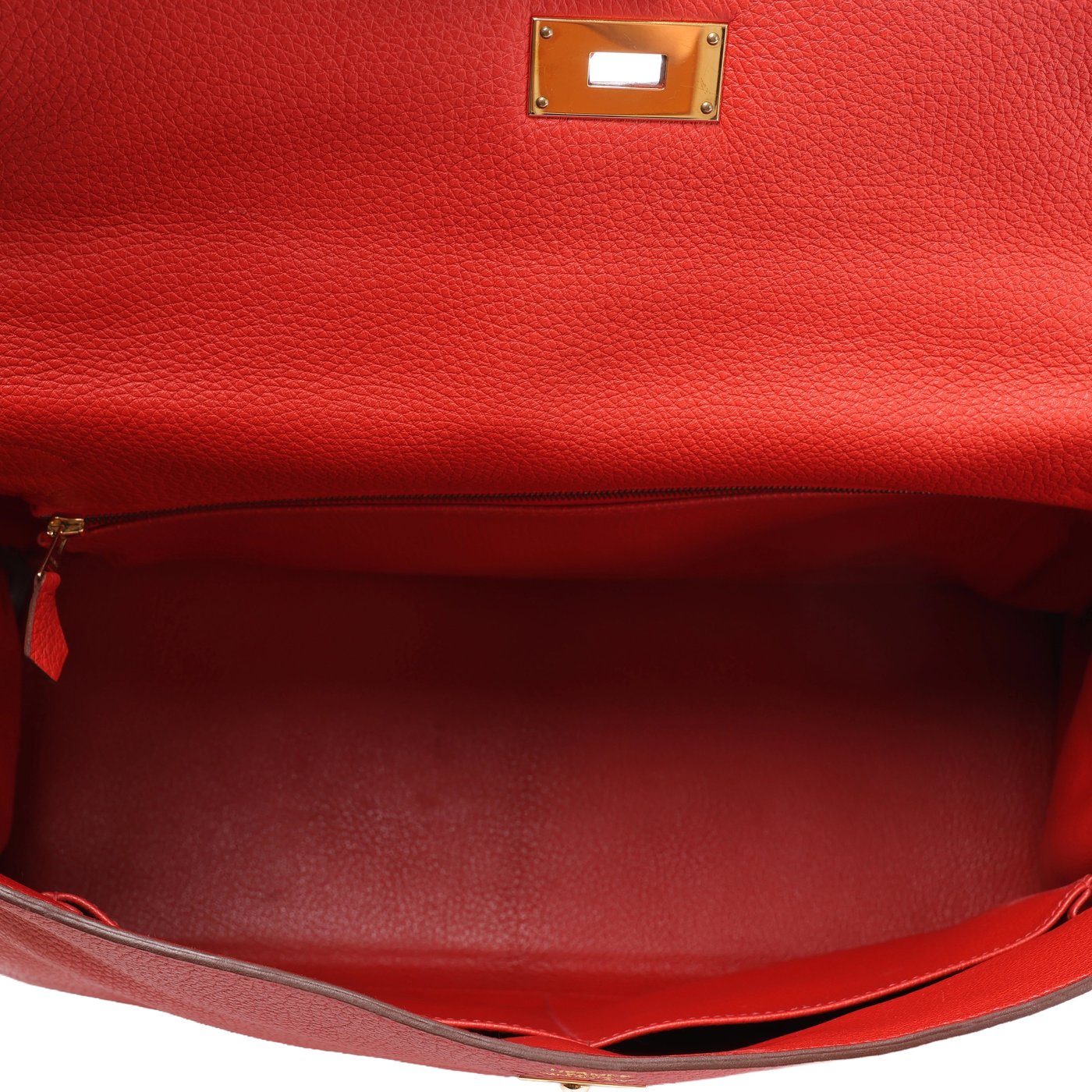 Hermes Kelly 40 Le Tournay Taurillon Clemence 2Way Handbag in Red □P:2012