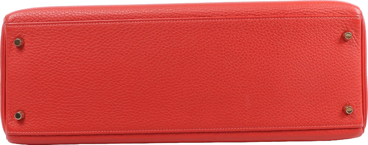 Hermes Kelly 40 Le Tournay Taurillon Clemence 2Way Handbag in Red □P:2012