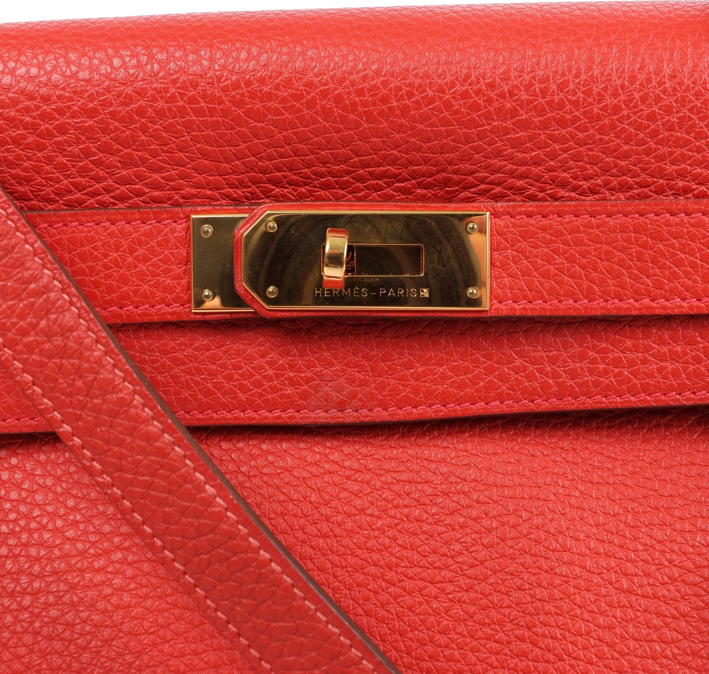 Hermes Kelly 40 Le Tournay Taurillon Clemence 2Way Handbag in Red □P:2012
