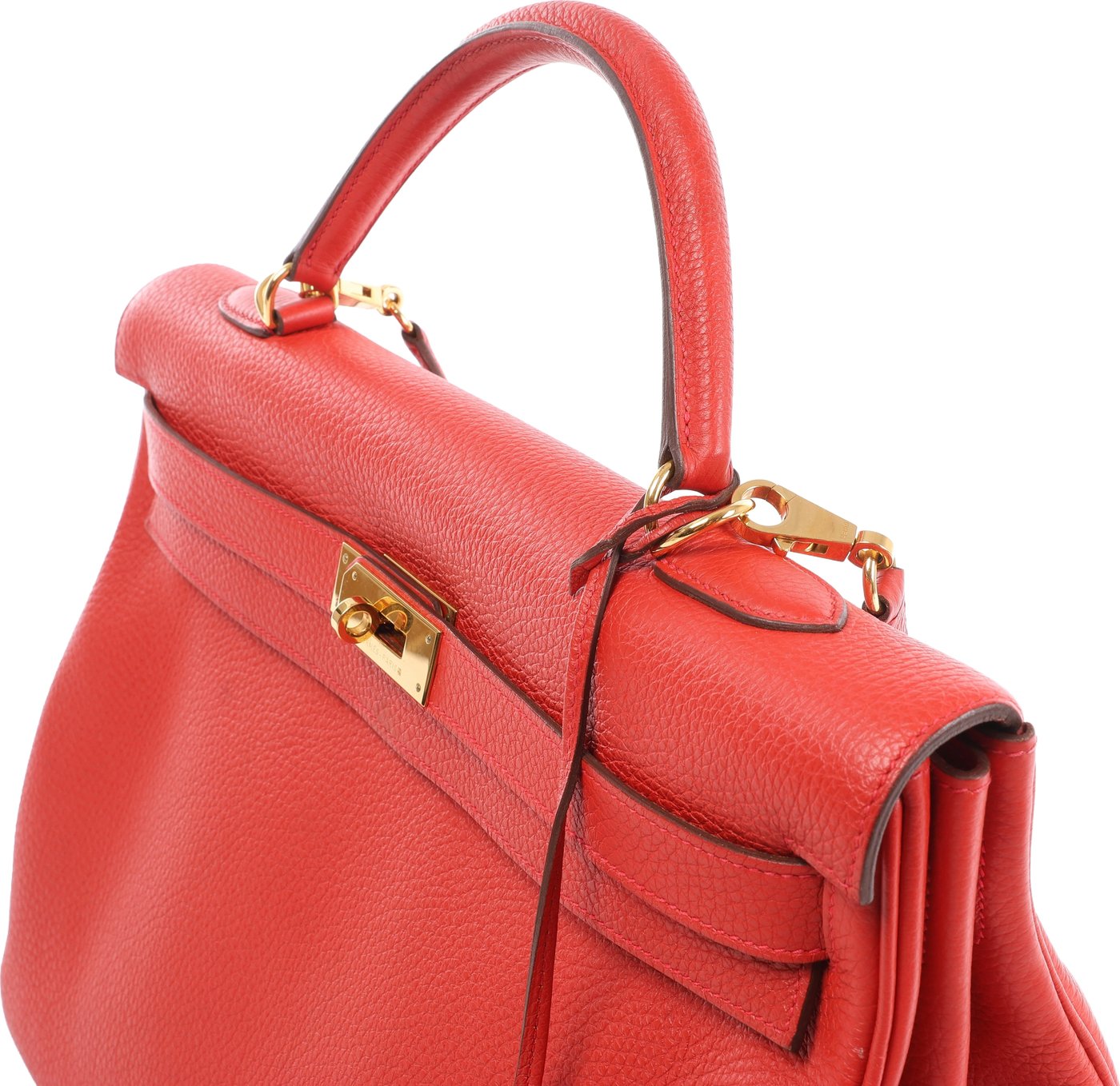 Hermes Kelly 40 Le Tournay Taurillon Clemence 2Way Handbag in Red □P:2012
