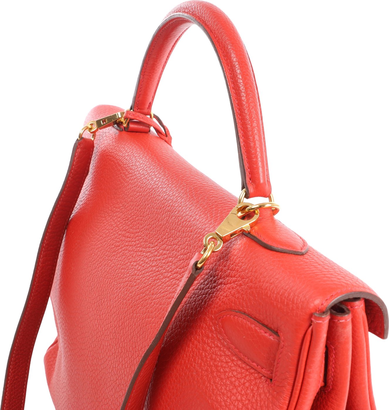 Hermes Kelly 40 Le Tournay Taurillon Clemence 2Way Handbag in Red □P:2012
