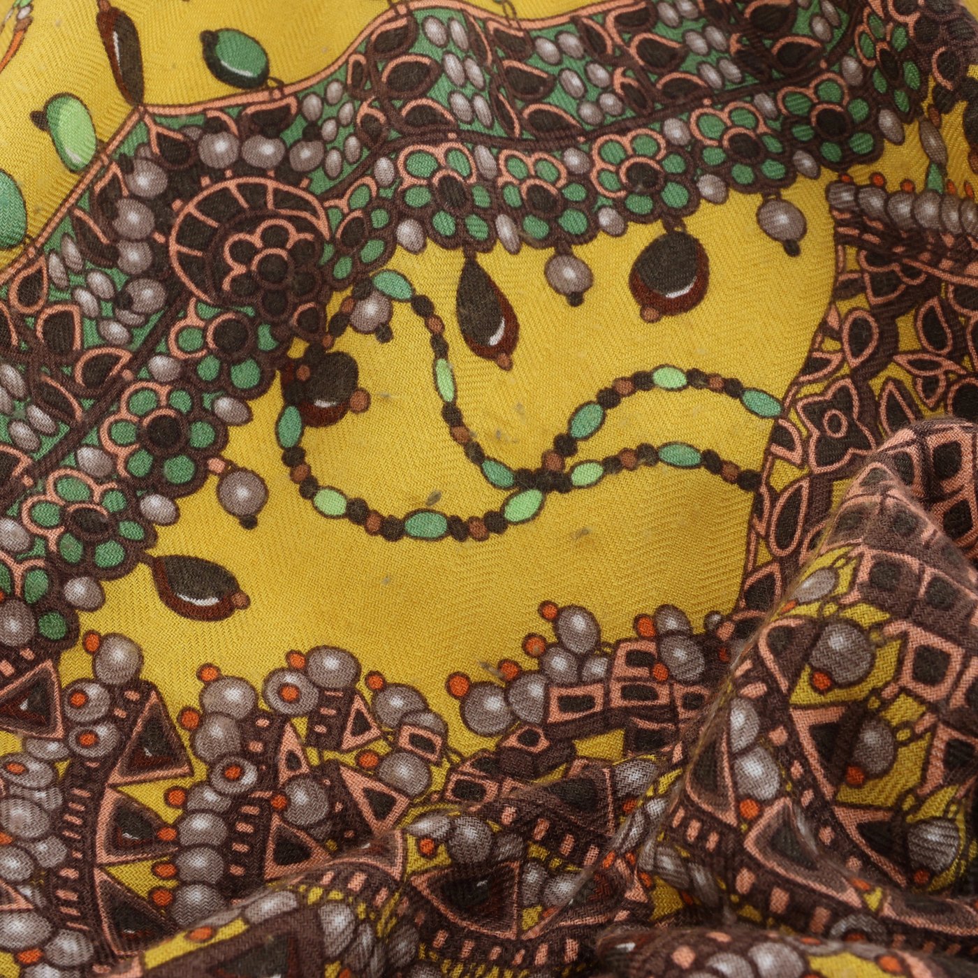 Hermès Carré Géant 140 "PARURES DES MAHARAJAS" Stole Cashmere & Silk in Yellow